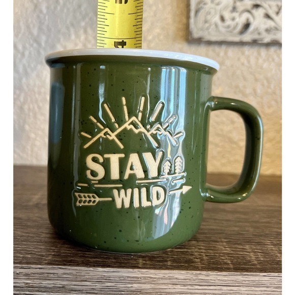 Stay Wild Retro Ceramic Coffee Mug Cup Camping Outdoors RV Trees Mtns 4 x 4" - Picture 5 of 5